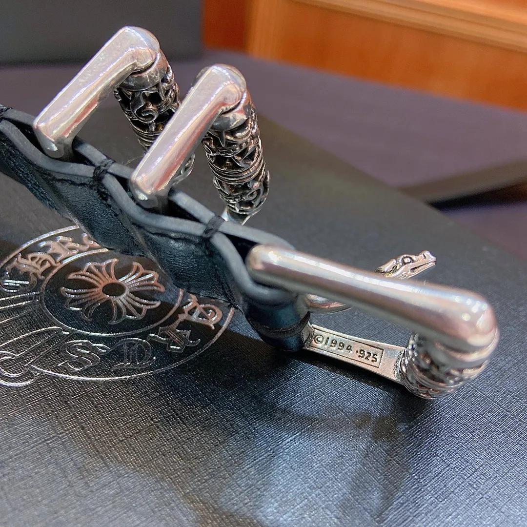 𝐂𝐡𝐫𝐨𝐦𝐞𝐇𝐞𝐚𝐫𝐭𝐬 Crow Heart Rotating Roller Celtic Dragon Pin Buckle Belt [Fixed Style], silver-plated s925 brass buckle with imported oil wax leather belt, very cool. Width 3.0cmp520